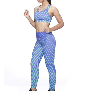 Conjunto de Yoga Acanalado para Mujer, Ropa Deportiva Transpirable de Spandex/Poliéster de Secado Rápido, Cintura Alta, Personalizable - Product Image 5