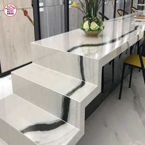 Encimera de suelo de pared de porcelana moderna de piedra de mármol blanco Panda Natural de gran tamaño para cocina isla baño exterior francés - Product Image 2