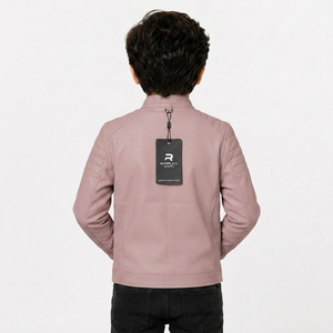 Chaqueta de cuero premium para niños que combina moda clásica, comodidad, calidez y durabilidad confiable para niños y niñas. - Product Image 2