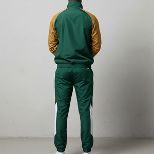 Men's Color Block Track Suit Set 100% Cotton Breathable Green Yellow Sporty <b>Jogger</b> Pants <b>White</b> Stripe Hooded Zip Jacket Winter - Product Image 5
