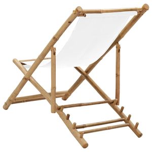 Tumbona Plegable de Bambú Blanco Mediana, Conveniente y Práctica para Relajarse Junto a la Piscina - Product Image 4