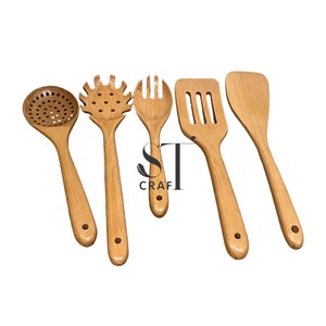Eco-Friendly Nordic Style Son Tra Craft Set 5 Bamboo Spoons <b>Cooking</b> Utensil Set Best Choice <b>for</b> Kitchenware Customizable Color - Product Image 6