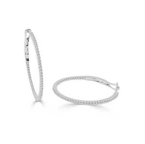 Large Huggie <b>Earrings</b> 14k 18k Solid Gold Minimalist Round Lab Grown Double Sided Diamond Modern 19mm French Loop <b>Hoops</b> Wholesale - Product Image 3