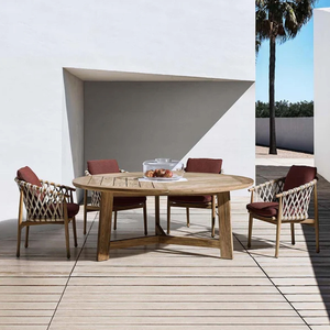 Modern Solid Teak Patio <b>Garden</b> <b>Set</b> with Reinforced Wooden Structure Wide Tabletop Ergonomic Chairs and Natural Finish - Product Image 6