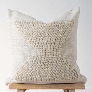 Housse de coussin en coton recyclé fait main, style bohème, tissée, décorative, avec boucles en coton, faite à la main - Product Image 5