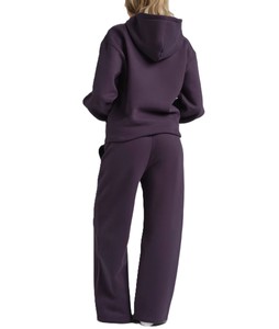 Sweat-shirt à capuche unisexe violet avec logos personnalisés, manches classiques, couleur unie, poche avant, vêtement décontracté en molleton de coton - Product Image 4