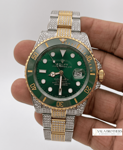 Reloj Rolax Submariner con Bisel de Diamantes Moissanite, Esfera Verde, Cristal, Cierre Desplegable, Analógico de Cuarzo, de Lujo para Hombre - Product Image 2