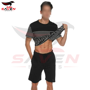 Breathable Athleisure Summer Short <b>Set</b>, <b>2</b> <b>Pieces</b> <b>Men</b>’s Striped Style Make Own Out Door Wear Comfortable Short Shirt <b>Sets</b> - Product Image 3