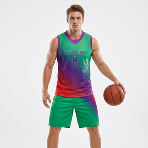 Ensemble d'uniformes de basketball personnalisés à dégradé – Maillot sans manches et short imprimés par sublimation avec nom et numéro d'équipe – Tenue de sport - Product Image 1