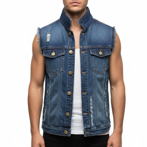 Chaleco Vaquero Unisex AeeDenim, Chaqueta sin Mangas para Hombre y Mujer, Estilo Japonés, Cierre de Cremallera, Otoño, Vintage, Lavado, Cuello en V, Transpirable, 180g - Product Image 1
