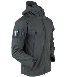 Unisex Sporty Waterproof <b>Fleece</b> Knitted Stand Collar Front Logo Workwear Jacket Solid Color <b>Zipper</b> Closure 140g Polyester - Product Image 3