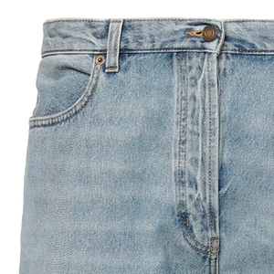 High Demand Men's Street Style Straight Denim Shorts Solid Color Knitted Fabric Men's Workout Denim Shorts - Product Image 3