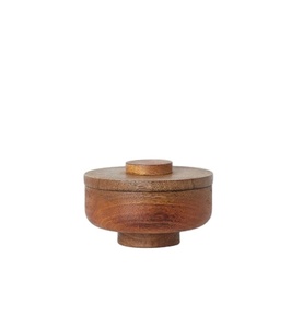 Wooden Unique Shape Custom Mango Wood Candle <b>Jar</b> With Lid High Quality Home Decor Table Top With Lid - Product Image 1