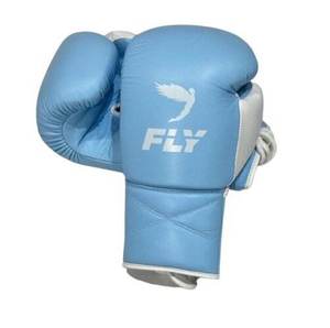 Gants de boxe Fly Superlace X Baby Blue à lacets pour entraînement professionnel 8oz-16oz - Product Image 3