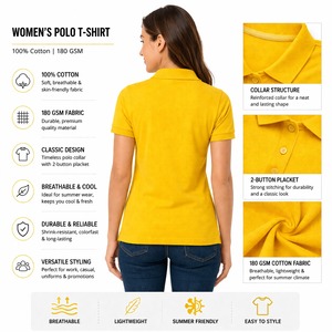 Polo amarillo premium para mujer – Algodón Supima, corte moderno - Product Image 3