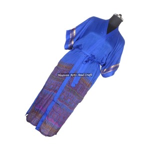 KL014 2026 Hiver Automne Printemps Femme Vintage Sari Kimono Manches Longues Séchage Rapide Multicolore Tenue de Plage Soie Poly Mélangée - Product Image 4