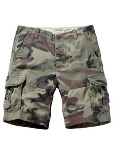 Camouflage Cargo Shorts Men 100% Cotton Mid Rise Elastic Waist Button Fly Utility <b>Summer</b> <b>Pants</b> - Product Image 4