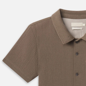 Factory Rate Men Modern Fit Short Sleeve Tee Shirt Button Closure Turn <b>Down</b> Collar Breathable Cotton Casual Outfit Solid Color - Product Image 3