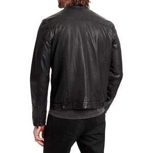 Veste en cuir pour homme, fabrication directe usine, personnalisation de la marque, col montant, logo frontal, coupe moderne, style Cafe Racer, vêtement d'hiver, marques privées - Product Image 5