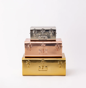 Premium Silver/Gold Metal <b>Storage</b> Trunk Box Decorative Organizer Chest for Home Hotel Living Room Office Table Decor - Product Image 3