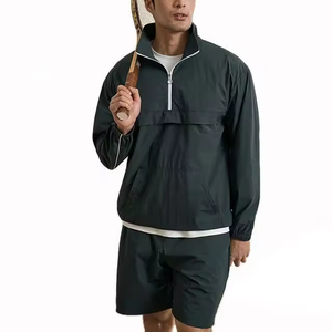 Men's Two Piece Custom Sets Windbreaker <b>Shorts</b> and Jacket Tracksuit Reflective <b>Zip</b> up Nylon Two Piece Windbreaker <b>Short</b> Set - Product Image 1