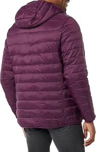 Thick Quilted <b>Mens</b> Puffer Jackets <b>Long</b> Hooded Winter <b>Coat</b> Lightweight Outdoor Warm Stylish Outerwear 100% Nylon Stand Front - Product Image 3