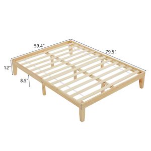 Letto Contemporaneo Matrimoniale e Singolo in Legno di Pino con Colore Naturale 202*151*30.5cm, Superficie Verniciata - Product Image 4