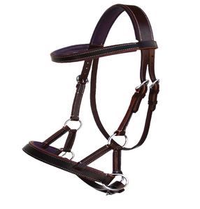 บังเหียนม้าหนังคุณภาพสูง ทนทาน พร้อมสายรัดจมูกแบบมีเบาะ ปรับได้ เหมาะสำหรับการฝึกซ้อมและการแข่งขัน - Product Image 1