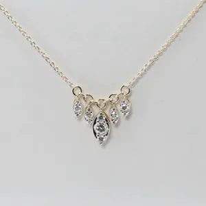Collier Pendentif Groupe de Marquises en Or, Diamant de Laboratoire Classique, Franges Chevron Superposées, Bijoux Fins pour Femme, Vente en Gros, Cadeau de Luxe - Product Image 1