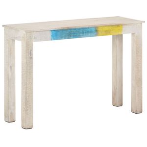 Table console rectangulaire robuste en bois de mangue blanc - Product Image 1