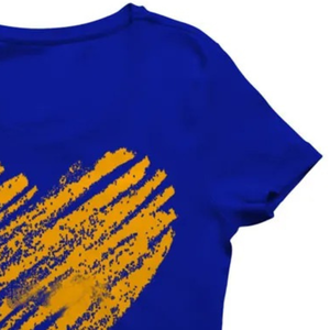 Camiseta Personalizada con Corazón Dorado para Mujer, Estilo Moderno, Estampado Gráfico, Manga Corta, Cuello Redondo, Algodón, Informal, Moda Urbana - Product Image 3