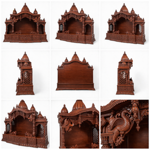 Mandapam de madera de teca de diseño indio del Sur personalizado para el hogar DST Exports Mandir Temple Storage Cabinet Estantes Elegantes de gran tamaño - Product Image 3