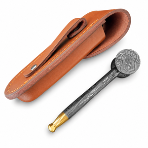 Jexmoo Pipa de Fumar de Acero de Damasco de Lujo Hecha a Mano, Reutilizable, con Funda de Cuero, Regalo para Papá, Esposo, Novio - Product Image 5