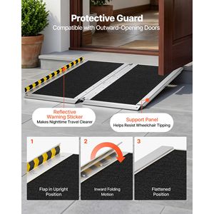 Rampa Plegable Portátil de Aluminio Antideslizante de 3 Pies con Capacidad de 800 Libras, Rampas para Umbral de Puerta para Acceso de Personas con Discapacidad - Product Image 4