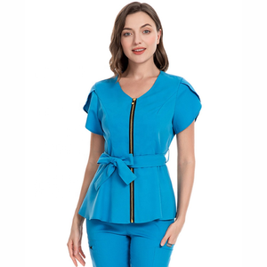 Tenues médicales uniformes à col en V pour femmes, ensembles de blouses d'infirmière à manches courtes et pantalons jogger pour infirmières - Product Image 6