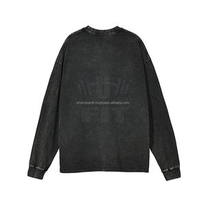 Sudadera de lavado ácido de invierno para hombre de alta calidad 100% algodón transpirable diseño de logotipo personalizado sólido suministro al por mayor opción de impresión - Product Image 6