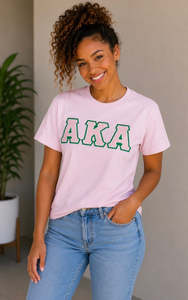 Camiseta de Mujer Verde de Cuello Redondo y Corte Regular, 100% Algodón, para Verano, Manga Corta, Personalizada con Logotipo Estampado Informal, AKA 1908 - Product Image 4
