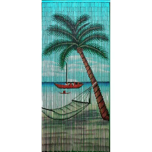 Eco-Friendly Palm Tree Bamboo Beaded Curtain Bohemian Design Blackout Light Control Handmade Vietnamese Craft Wall Hanging for - Product Image 5