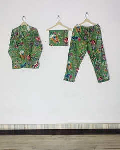 Ensemble de pyjama léger en coton pour l'été, imprimé à la main, pour femmes, prix de gros - Product Image 1