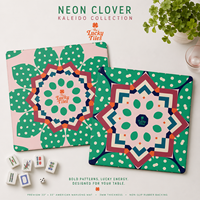 Tapis de Mahjong Moderne Pliable à Motifs Verts Mignons de Designer, 33 Pouces, 3mm, en Néoprène Antidérapant, Surface en Tissu Doux au Toucher