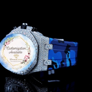 Women's ElvoraGems <b>Round</b> Smart Watch With Gems Silicone Band Customization Available - Product Image 2