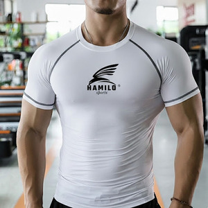 Chemise de compression à manches longues pour homme en coton 100% de haute qualité, légère et respirante avec motif uni - Product Image 1