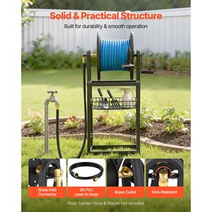 Avvolgitubo da Giardino Autoportante da 16 mm di Diametro, Contiene Tubi da 200 Piedi e 5/8 Pollici, Supporto Rimovibile per Montaggio a Parete o a Terra, per Stoccaggio Verticale - Product Image 4