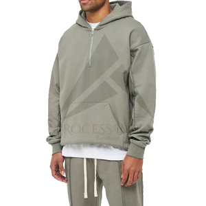 Conjunto Deportivo Casual para Hombre, con Capucha, Cierre Completo, Color Sólido, 2 Piezas, Transpirable, de Algodón, para Otoño - Product Image 3