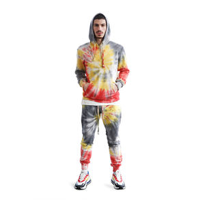 Men <b>Tie</b> <b>Dye</b> Hoodie Tracksuit <b>Set</b> Multicolor Pullover Sweatshirt Jogger Pants Two Piece Casual Streetwear Fleece Matching Outfit - Product Image 5
