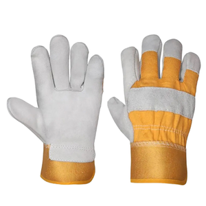 Leather Work <b>Gloves</b> Real Leather Working <b>Gloves</b> Working Safety Protective Adjustable Cuffs <b>Driver</b> Wear Resistant Cowhide - Product Image 2