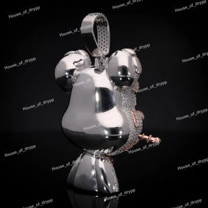 Pendentif en diamant moissanite en forme d'ours en peluche glacé en argent 925, collier de luxe hip-hop en forme d'ours de dessin animé pour hommes et femmes - Product Image 5