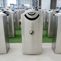 Contenedor de Basura Comercial para Exteriores, Cubo de Basura de Acero Inoxidable, Contenedor de Basura para Exteriores de un Solo Compartimiento, Contenedor de Basura Público