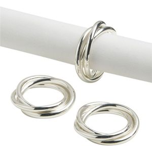 Elegant Silver Interlocking Napkin Ring Set for Wedding Table Decor Modern Metal Serviette Holder for Party & Hotel Supplies - Product Image 1