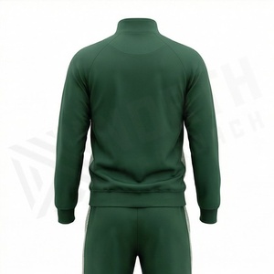 Men's Green <b>Track</b> Suit Full Zip Stand Collar Sporty Style Breathable Polyester Tracksuit With Side Pockets Autumn Wear - Product Image 2